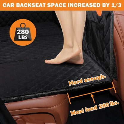 Hard Bottom 6-In-1 Dog Back Seat Cover , Waterproof Mesh Window, Non-Slip for Cars, Trucks and Suvs + FREE Dog Bed+ FREE Dog Safety Belt