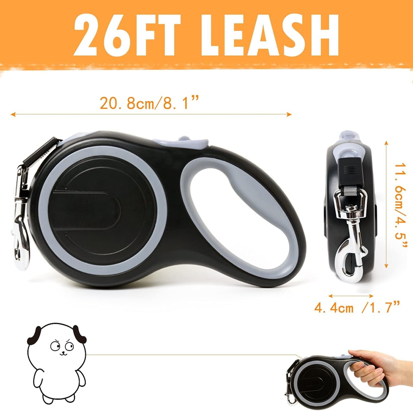 26ft Retractable Dog Leash – Heavy Duty for Dogs up to 110 lbs - Paw Fit Gears